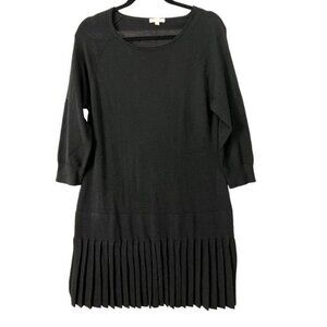 SHOSHANNA Black Women's Merino Wool Sweater Dress Pleated Bottom Size LARGE